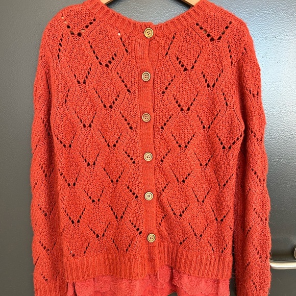 Anthropologie Lili’s closet Lace bottom sweater S good used condition - Picture 4 of 14